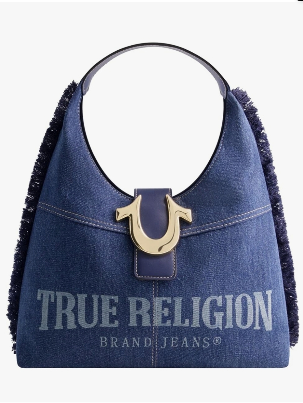 True Religion Dark Denim Hobo Bag – Gold Horseshoe Hardware – NWT – Rare